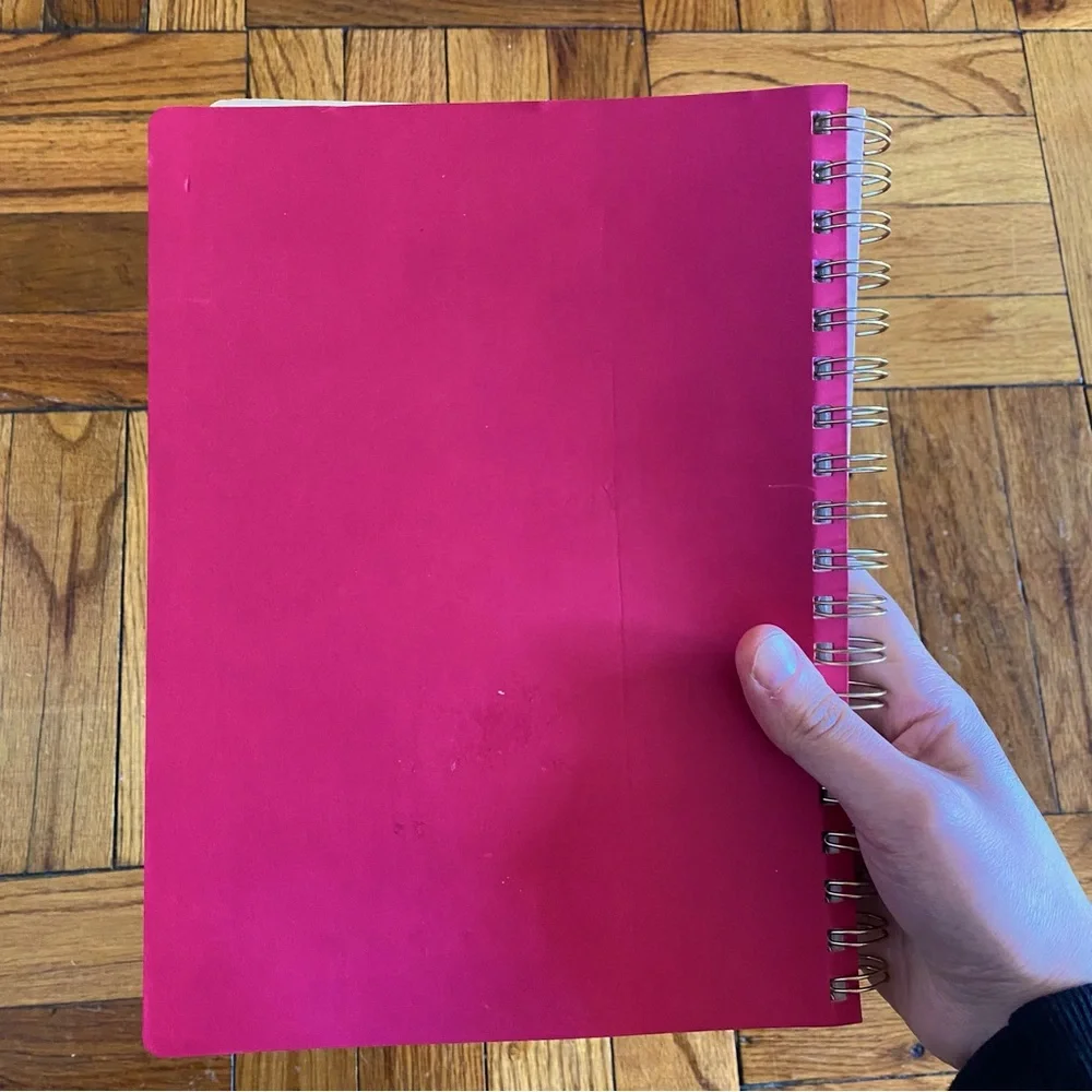 Pink Faux Leather Spiral Notebook with Lined Pages and Gold Lettering